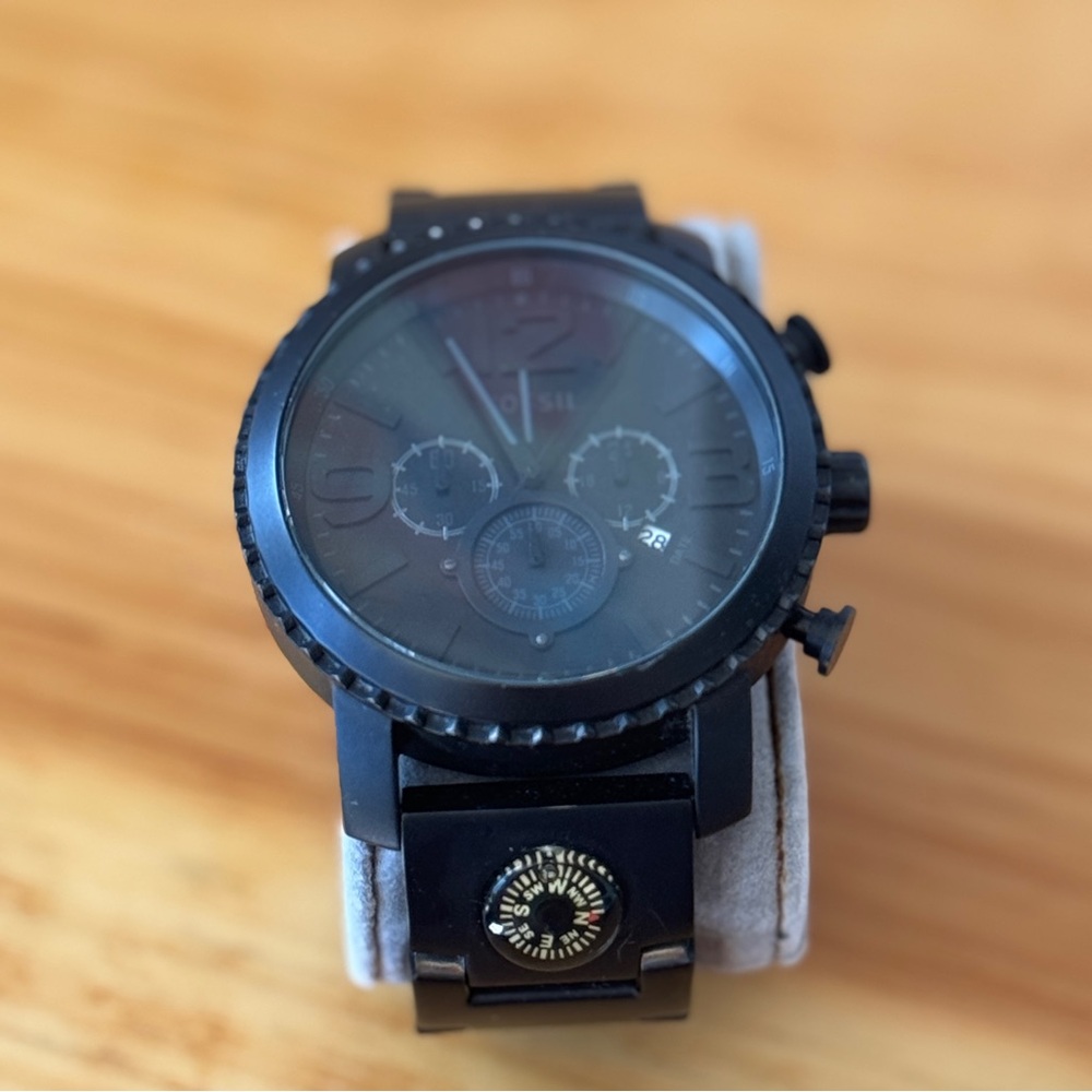 Fossil Chronograph Watch Men 50mm Black Compass JR1303